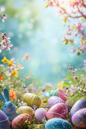 magic beautiful easter background with copy space.の素材