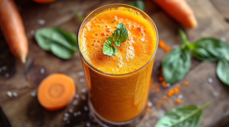fresh homemade carrot juice.の素材