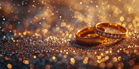 an animated photo of wedding rings made from gold.の素材