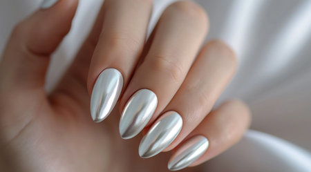 a woman's hand with silver handの素材