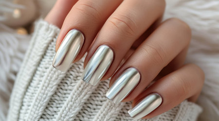 a woman's hand with silver handの素材