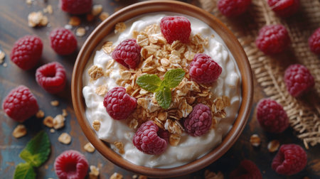 Greek yogurt as food in restaurant.の素材