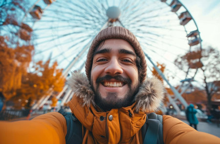 selfie with ferris wheel.の素材