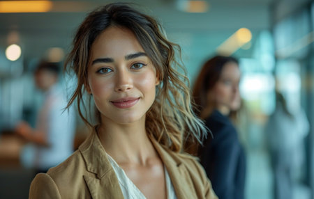 an employee of enterprise software is standing besides a woman.の素材