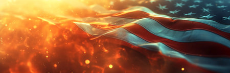 a close up of american flags.の素材