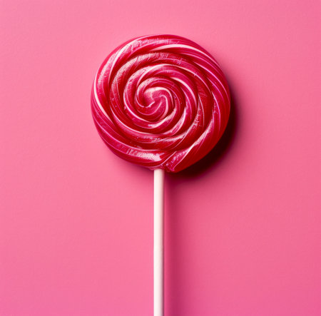 a lollipop on a pink background.の素材
