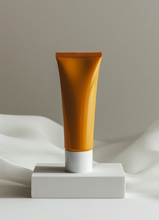 a tube of body cream sitting on a white surface.の素材