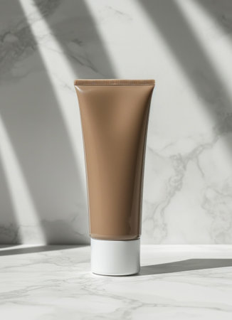 a tube of body cream sitting on a white surface.の素材