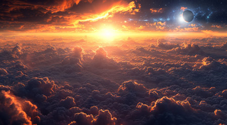 solar system planets star clouds moon atmosphere sky.の素材