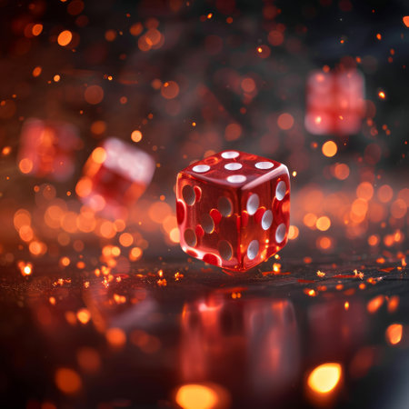 red dice throw on a table.の素材
