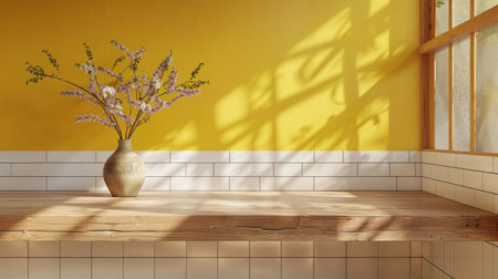 Minimal and cozy counter mockup design for product presentations.の素材