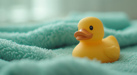 rubber duck on a towel.の素材
