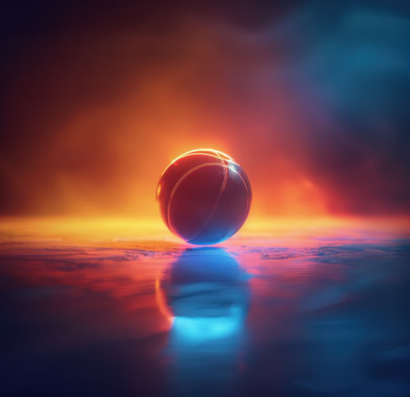 basketball ball in dark.の素材