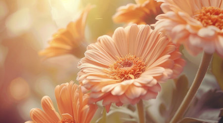 Delicate coral poppy in sunlight, soft focusの素材