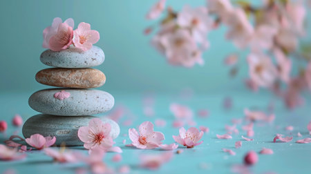 Beautiful pastel background for spa advertising, minimalist and soothing.の素材