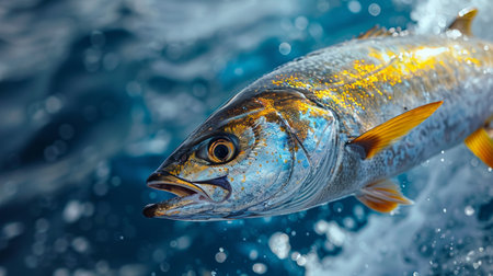A person holding a fish in their hand, showing the catch of the day.の素材
