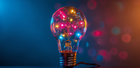 Detailed view of a light bulb lying on the ground, with focus on its filament and glass structure.の素材