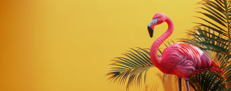 A pink flamingo vigorously splashes in the water, creating ripples as it moves around.の素材