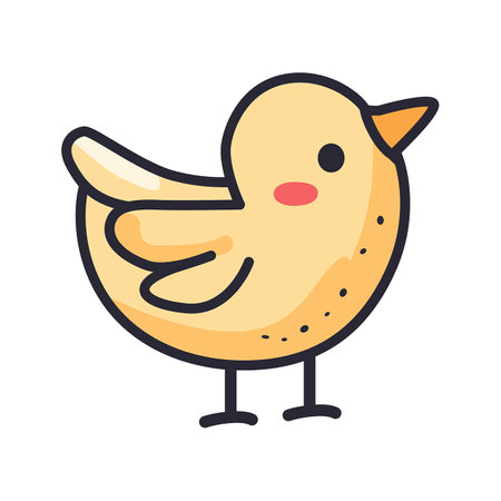 Cute yellow bird with a playful design in a simple vector style suited for children's illustrations and educational materialsのイラスト素材