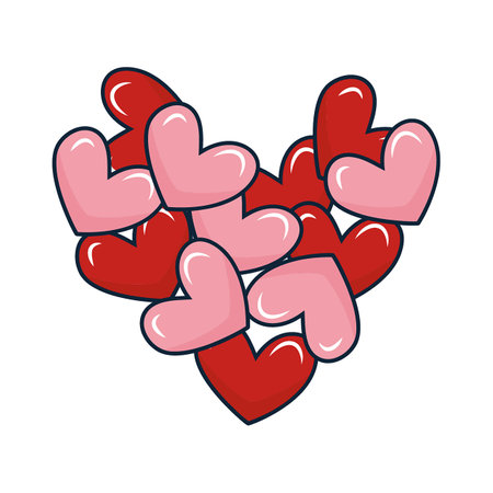 Colorful Heart Shapes Symbolize Love.のイラスト素材
