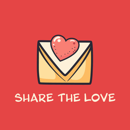 Envelope design with heart symbol. Valentine's day cardのイラスト素材