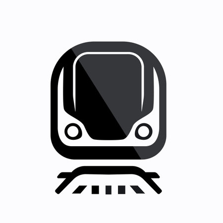 Stylish train front view on tracksのイラスト素材