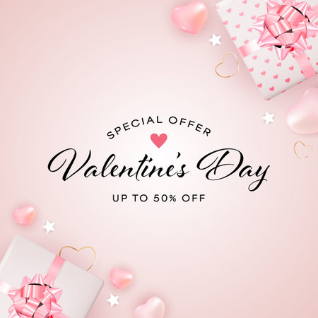 Valentine's Day special with decorations and giftsのイラスト素材