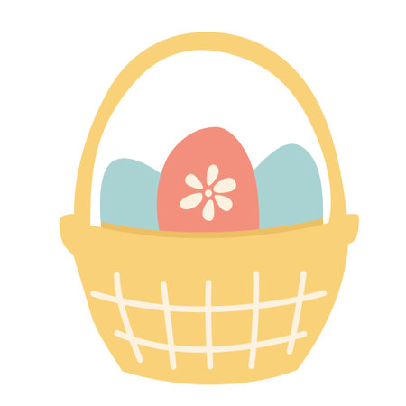 Colorful Easter Eggs in Basket. Vector Illustrationのイラスト素材