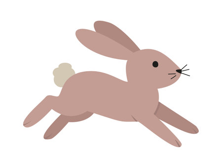 Cute Running Bunny Vector Illustrationのイラスト素材