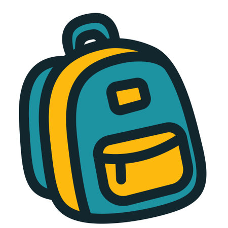 Colorful Backpack Cartoon Icon School Student Accessory.のイラスト素材