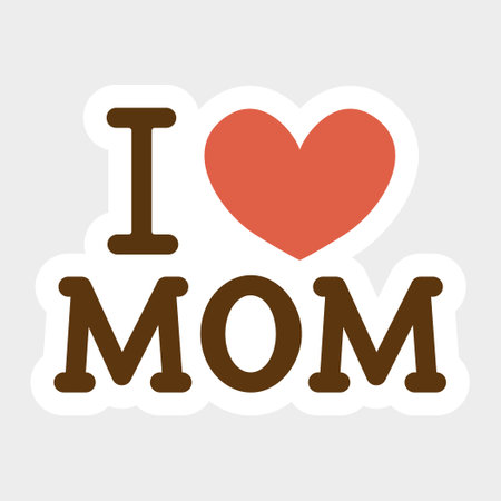 I Love Mom Typography Cute Heart Sticker.のイラスト素材