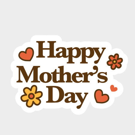 Happy Mother's Day Text With Cute Flowersのイラスト素材