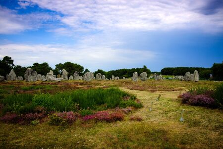 Menhir over typical brittanic landの写真素材