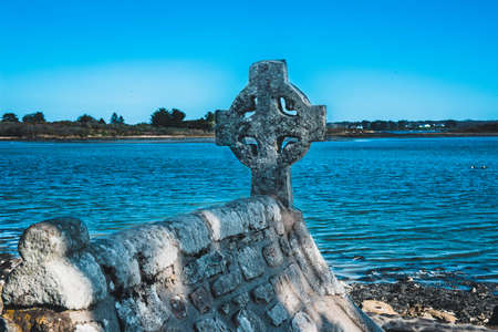 Saint Cado chapel facing the sea in Brittanyの写真素材