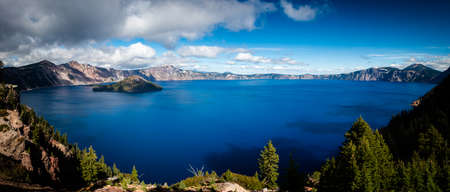 Panoramic view of Crater Lake from the south rimの写真素材