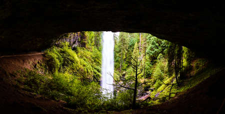 Cave behind north falls in silver falls state park