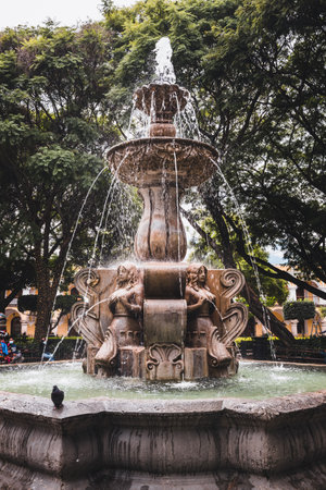 Antigua's main plaza fountainの写真素材