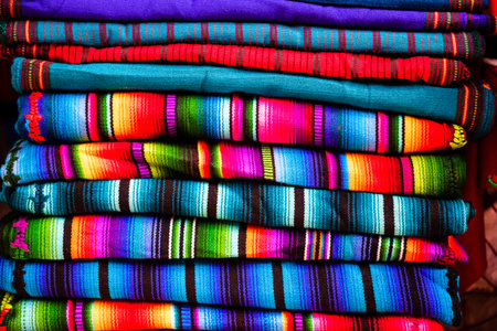 Colorful fabric found on Chichicastenango open market in Guatemala