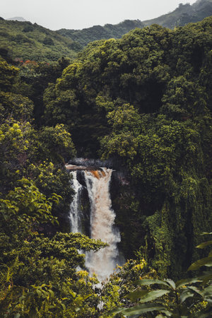 Makahiku falls in Haleakala national parkの写真素材