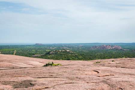 Texas forest landscape as seen from top of Enchanted rockの写真素材