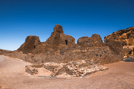 Native American ruins in Chaco Canyon historical monumentの写真素材