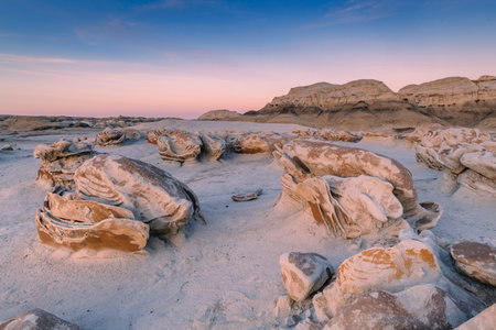 Bisti badland's rock carved and shaped like eggs