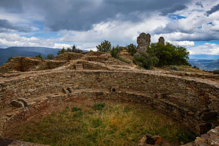 Pueblo's Kiva in Chimney Rock National Monumentの写真素材