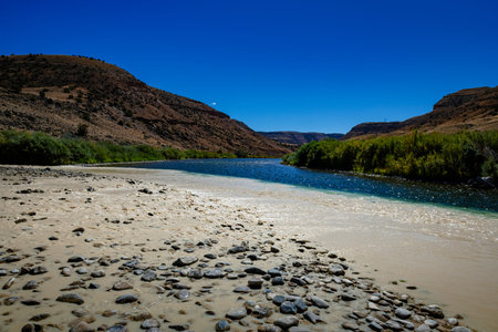 The gunnisson river flowing out of the canyonの写真素材