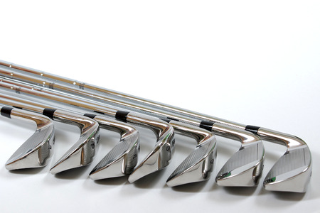 golf club and ball isolated on whiteの写真素材