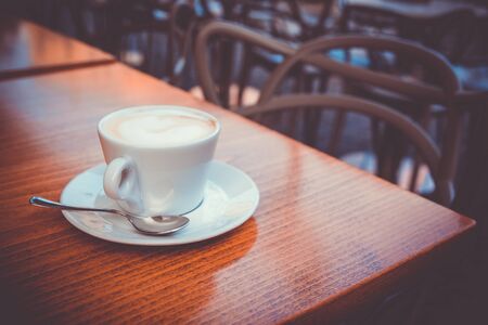 vintage cappuccino in cafe Caorleの写真素材