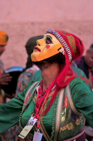 Dcheira Inezgane / Morocco - September 1, 2019: disguised people not identified at the BILMAWN Carnival. BILMAWN Carnival is a popular annual festival, known worldwide for its elaborate masks.のeditorial素材