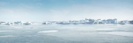 Ice hummocks. Panoramic sea view.の写真素材