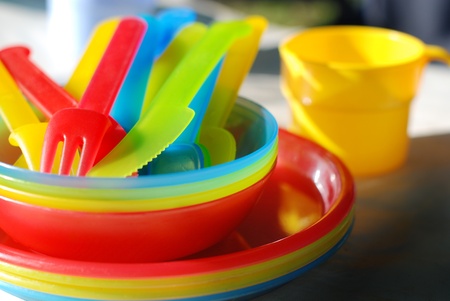 Arrangement of casual eating utensilsの写真素材