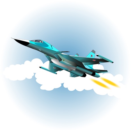 Fighter bomber in the sky  Vector illustrationのイラスト素材